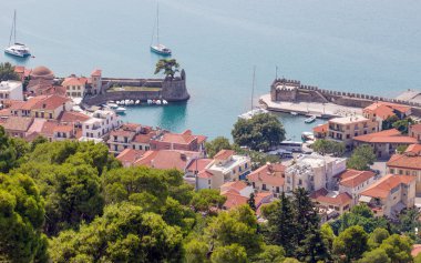Overview of Nafpaktos harbor, Greece clipart