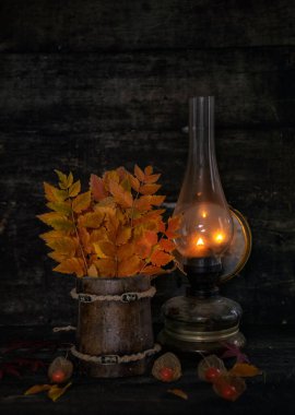 Lamba ve portakal yapraklarıyla dolu bir sonbahar.