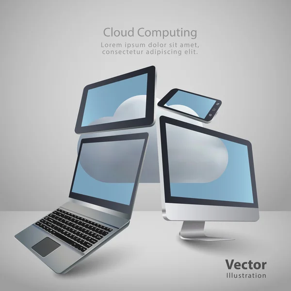 Conceito de computação em nuvem — Vetor de Stock