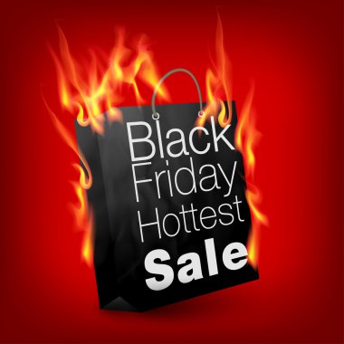Ateşli siyah Cuma satış tasarımı ile alışveriş çantası