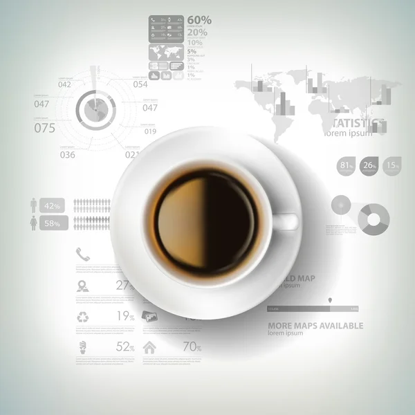 Taza de café en el fondo de la estrategia de negocios — Archivo Imágenes Vectoriales