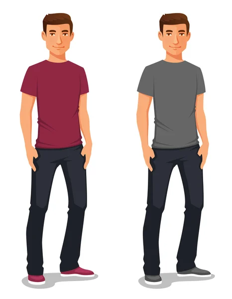 Cartoon illustration of a young man in casual clothes — Stock Vector