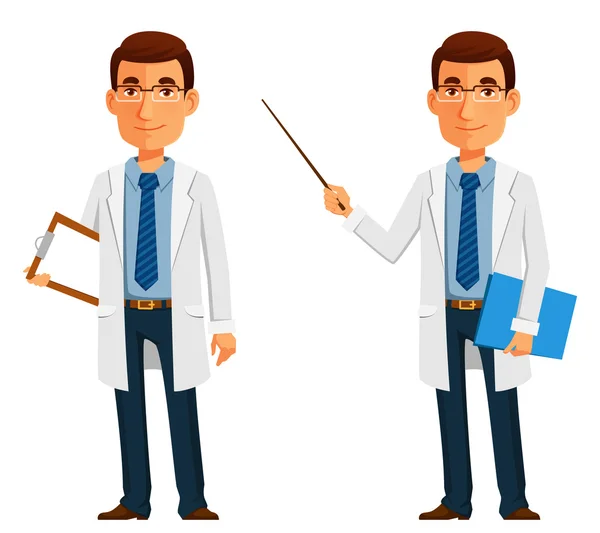 Cartoon illustration of a friendly young doctor — Stock Vector