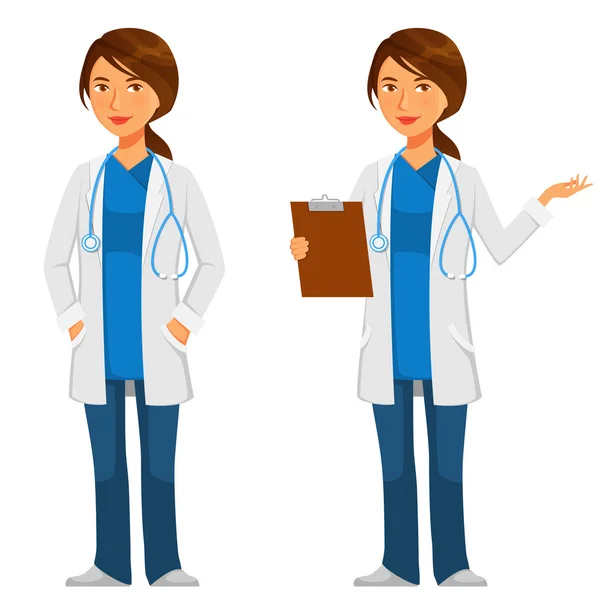 Cartoon illustration of a friendly young doctor — Stock Vector