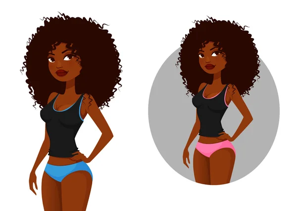 Sexy chica afroamericana en undewear — Vector de stock