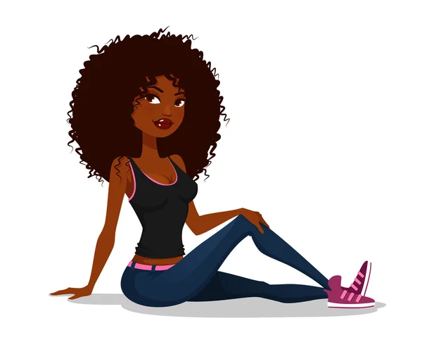 Sexy African American girl — Vector de stoc