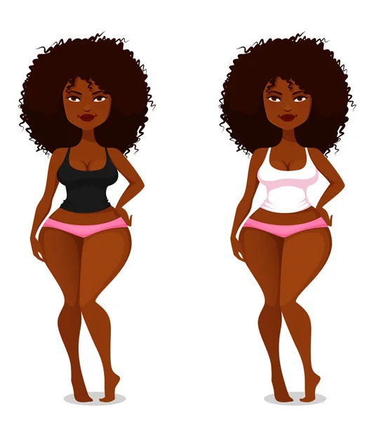 Cute and sexy African American girl with natural hair — Stock Vector