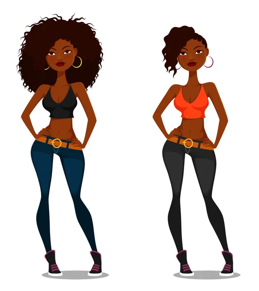Sexy afroamerikanische Mädchen mit Naturhaar — Stockvektor
