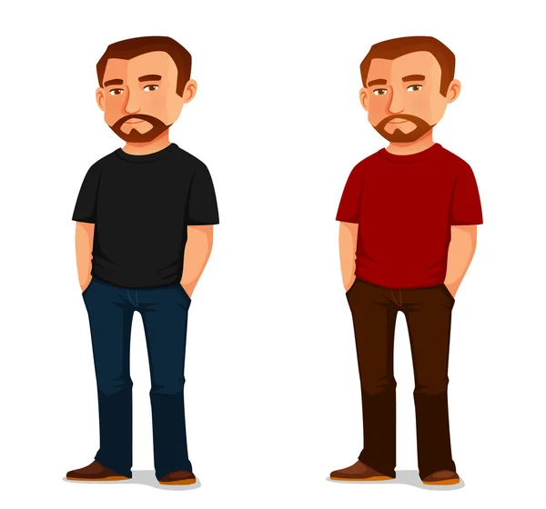 Cool cartoon guy with beard in casual clothes – Stock-vektor