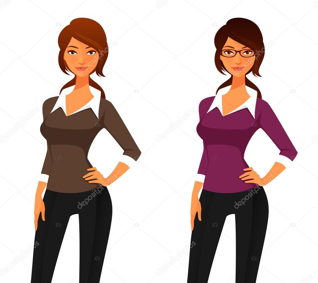 Cartoon woman in smart casual clothes
