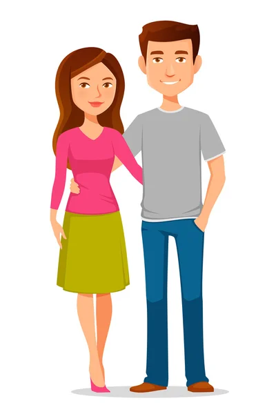 Bonito casal desenhos animados —  Vetores de Stock