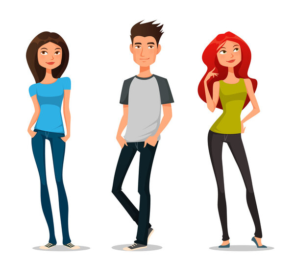 cute cartoon illustration of young people