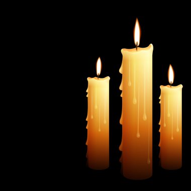 beautiful glowing candles with melted wax clipart
