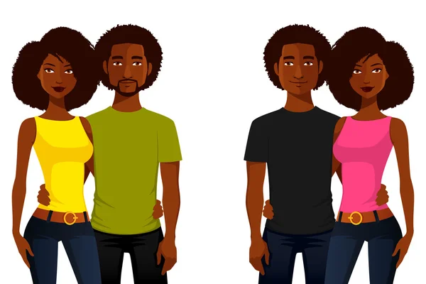 Joven pareja afroamericana — Vector de stock