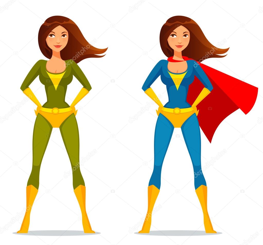 cute cartoon girl in superhero costume