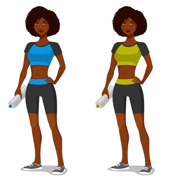 Jeune fille afro-américaine en tenue sportive — Image vectorielle