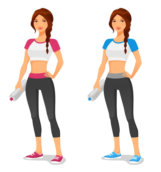 Vältränad ung kvinna i sportkläder — Stock vektor