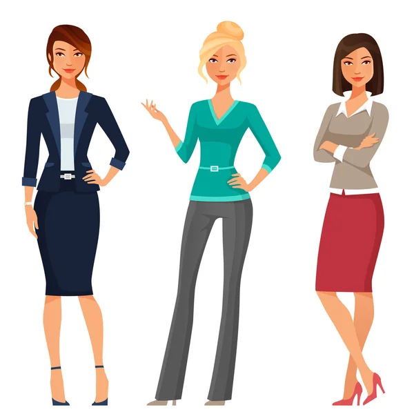 Attractive young women in elegant office clothes — Stock Vector