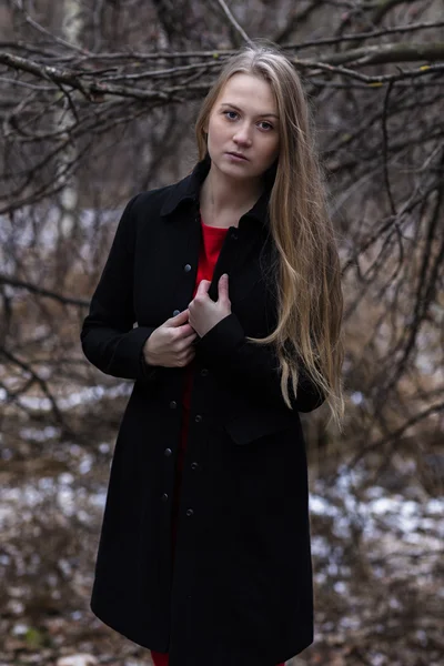 Молодая привлекательная девушка в осеннем парке — стоковое фото