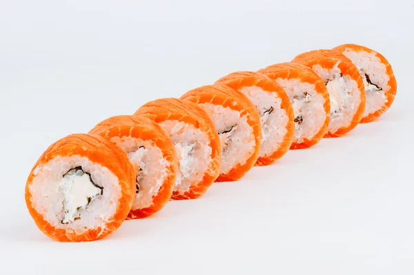 Rotoli di sushi con pesce salmone — Foto Stock