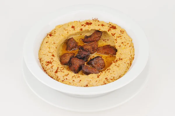 Hummus with meat — Stock Photo, Image