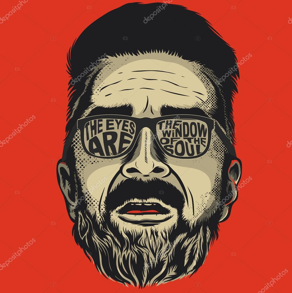 Bearded hipster face vector illustration