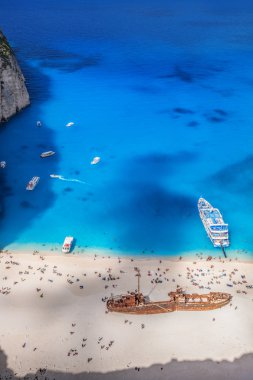Batık Zakynthos Adası Yunanistan ile Navagio plaj