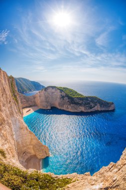 Batık Zakynthos Adası Yunanistan ile Navagio plaj