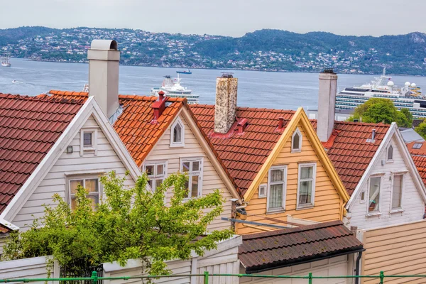 Des vieilles maisons typiques à Bergen. Site du patrimoine mondial de l'UNESCO, Norvège — Photo