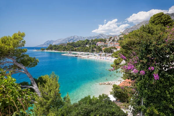 Incredibili Spiagge Pulite Croate Con Cielo Blu Brela Dalmazia Croazia — Foto Stock