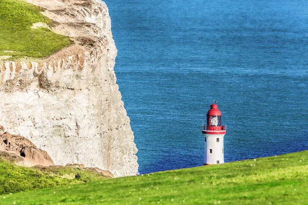 Beachy Head Lighthouse Met Krijtrotsen Bij Eastbourne East Sussex Engeland — Stockfoto