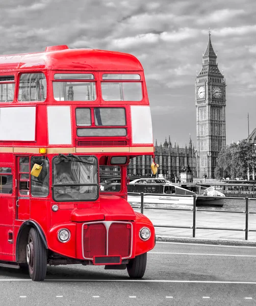 Big Ben Old Red Double Decker Bus London England Royalty Free Stock Images