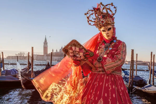 Masque Carnaval Coloré Lors Festival Traditionnel Venise Italie — Photo