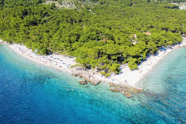 Brela Dalmaçya Hırvatistan Gök Mavisi Denizli Ünlü Punta Rata Plajı — Stok fotoğraf