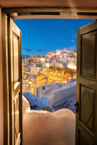 Oia Dorp Avond Santorini Eiland Griekenland — Stockfoto