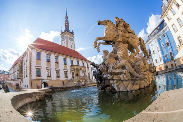 Fonte Barroca César Contra Câmara Municipal Olomouc Unesco República Checa — Fotografia de Stock