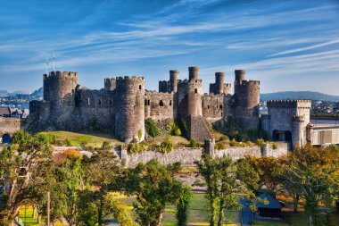 Famous Conwy Castle in Wales, United Kingdom, series of Walesh castles clipart