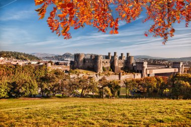 Ünlü Conwy Castle Walesh kaleler Galler, Birleşik Krallık, dizi