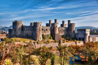 Ünlü Conwy Castle Walesh kaleler Galler, Birleşik Krallık, dizi