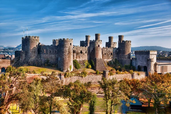 Walesh 城のウェールズ、イギリス シリーズで有名なコンウィ城 — ストック写真