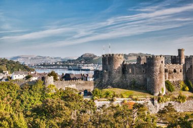 Ünlü Conwy Castle Walesh kaleler Galler, Birleşik Krallık, dizi