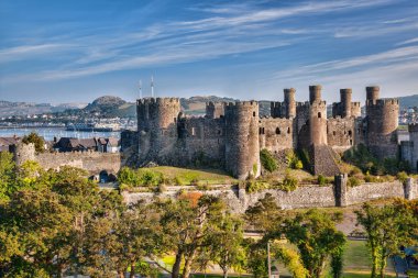 Famous Conwy Castle in Wales, United Kingdom, series of Walesh castles clipart