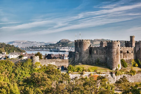 Famoso castello di Conwy in Galles, Regno Unito, serie di castelli Walesh — Foto Stock