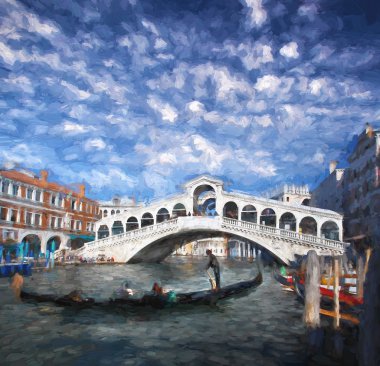  Rialto Köprüsü Venedik, İtalya, Yağlıboya Resim '