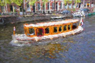 Amsterdam city in Holland, artwork in painting style clipart