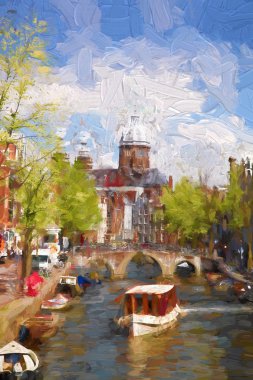 Amsterdam şehir Hollanda'da, stil resim içinde resim