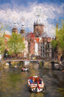 Amsterdam şehir Hollanda'da, stil resim içinde resim
