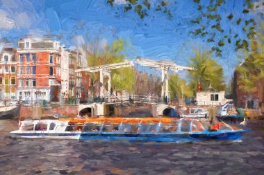 Amsterdam şehir Hollanda'da, stil resim içinde resim