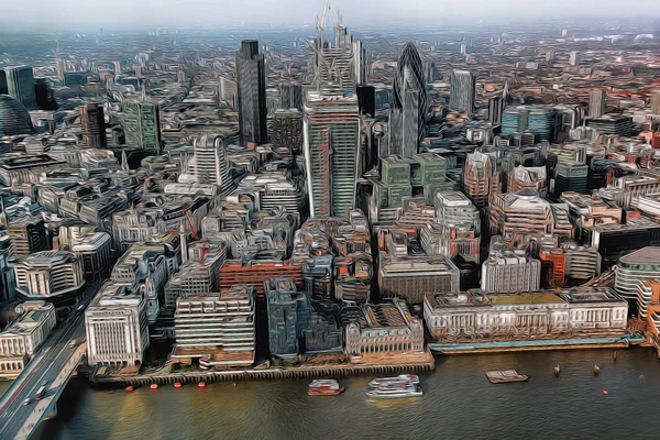 Moderní londýnské panoráma s loděmi, Londýn, Velká Británie — Stock fotografie