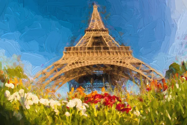 Eiffel Tower in Artwork style in Paris, France — Stock Photo, Image